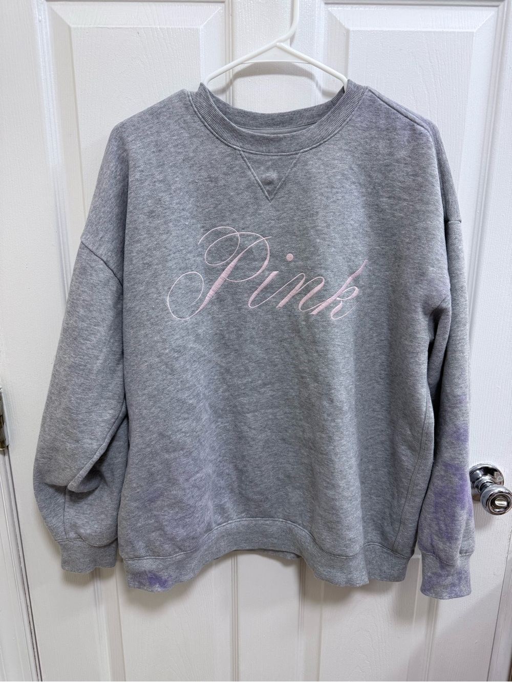 PINK Victoria's Secret Light Gray Sweatshirt, Size Large